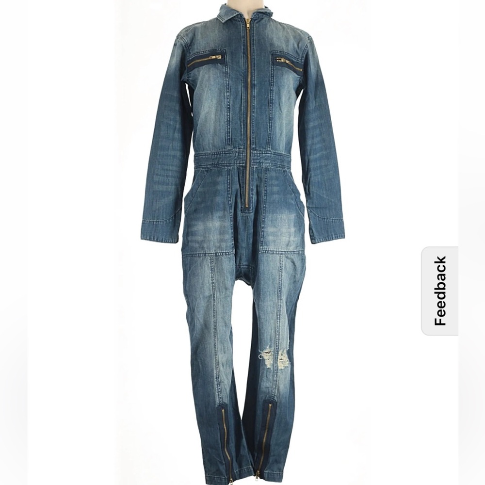 NWT Sandrine Rose x Free People Distressed Denim Boiler Jumpsuit  Size: S